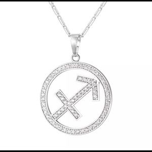 Sagittarius zodiac pendant Silver plated Sag with necklace